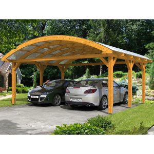 Skan Holz Bogendach-Carport Franken 635 cm x 541 Eiche hell