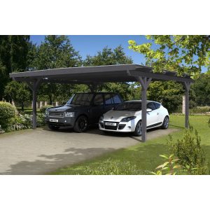 Skan Holz Carport Odenwald 640 cm x 648 cm gerade Kopfbänder Schiefergrau