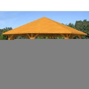 Skan Holz Pavillon Nice 4 Leimholz 630 cm x 630 cm Eiche hell