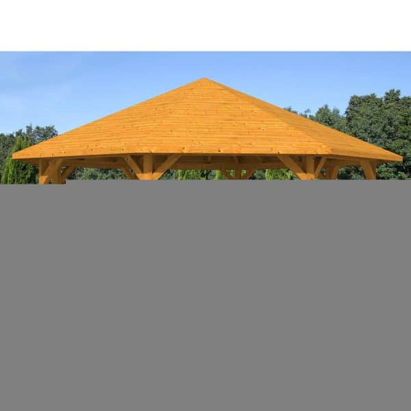 Skan Holz Pavillon Nice 4 Leimholz 630 cm x 630 cm Eiche hell