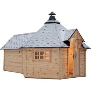 Wolff Finnhaus Grillkota de Luxe mit Sauna-Anbau B x T: 426 cm x 630 cm
