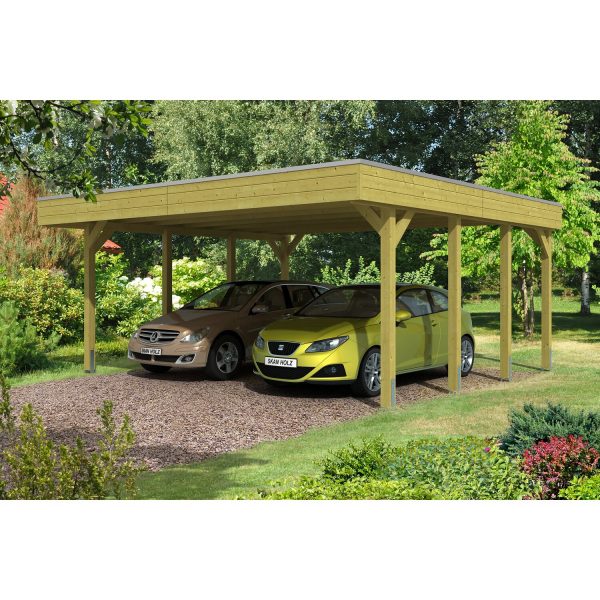 Skan Holz Flachdach-Doppelcarport Friesland 557 cm x 555 cm