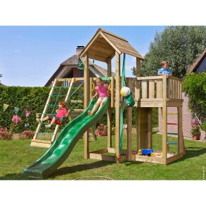 Jungle Gym Holzspielturm Mansion Klettergerüst mit Rutsche Dunkelgrün