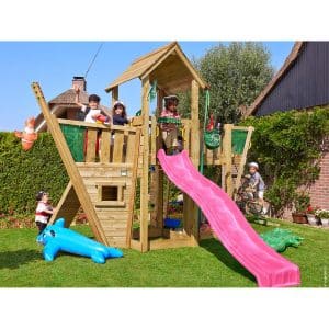 Jungle Gym Holzspielturm Mansion Boat mit Rutsche Fuchsia