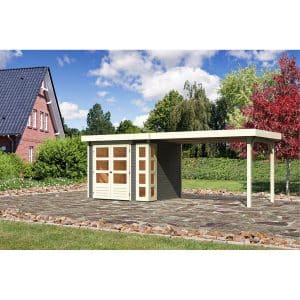 Karibu Holz-Gartenhaus/Gerätehaus Sölve 3 Terragrau 497 cm x 213 cm