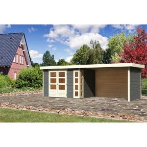 Karibu Holz-Gartenhaus/Gerätehaus Sölve 4 Terragrau 561 cm x 213 cm