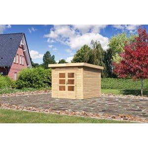 Karibu Holz-Gartenhaus/Gerätehaus Kumla 3 Natur 240 cm x 240 cm