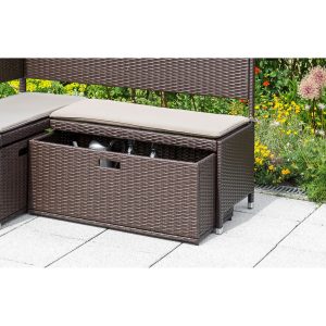 Unterschiebbox Polyrattan 49 x 95 x 40 cm Braun für Garten-Eckbank 3-Sitzer