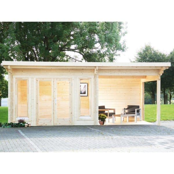 W. Finnhaus Holz-Gartenhaus/Gerätehaus Trondheim 70-B  BxT 640x360 dav. 280 cm Anbau links