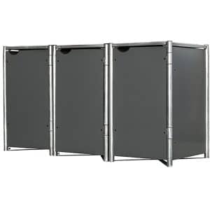 Hide Mülltonnenbox Kunststoff für 3 Tonnen 81 cm x 210 cm x 116 cm Grau