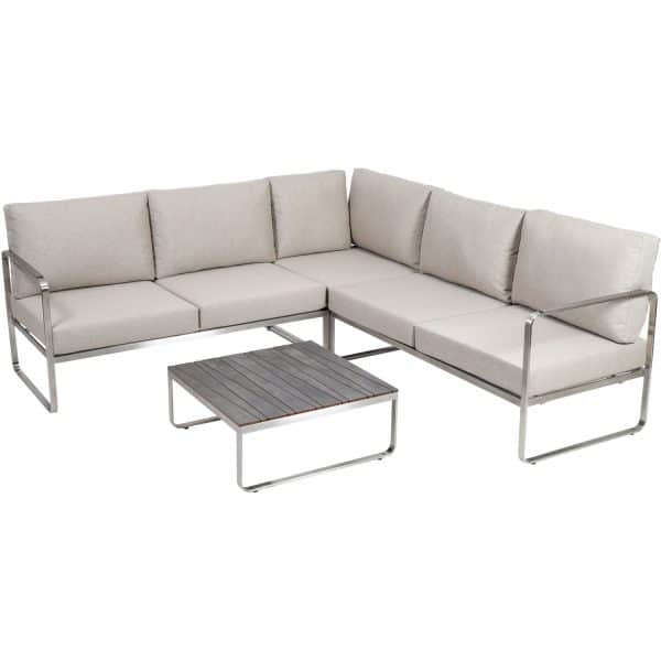 Greemotion Lounge-Set Sydney Edelstahl Silber-Beige 4-tlg.