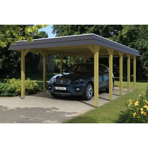 Skan Holz Walmdach-Carport Spreewald 396 cm x 741 cm Blende in Schwarz