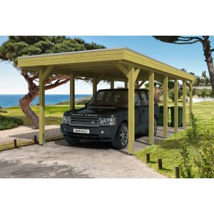 Skan Holz Flachdach-Einzelcarport Friesland 314 cm x 860 cm