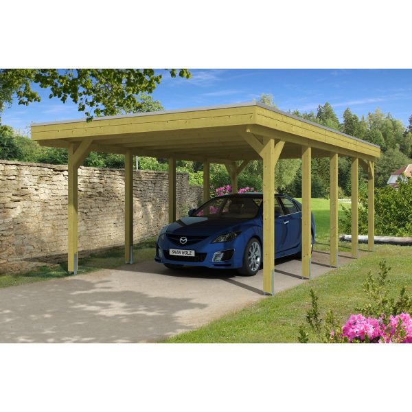 Skan Holz Flachdach-Einzelcarport Friesland 397 cm x 708 cm