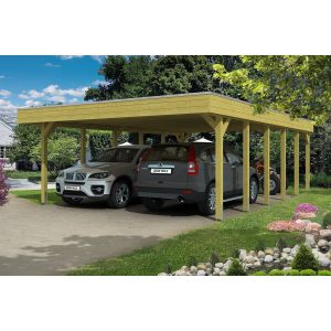 Skan Holz Flachdach-Doppelcarport Friesland 557 cm x 860 cm