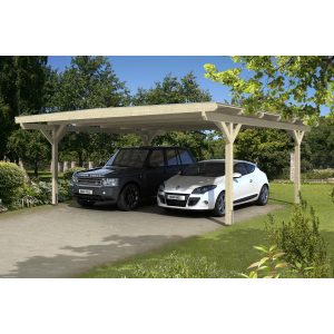 Skan Holz Flachdach-Carport Odenwald 640 cm x 648 cm gerade Kopfbänder