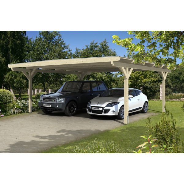 Skan Holz Flachdach-Carport Odenwald 640 cm x 648 cm gerade Kopfbänder