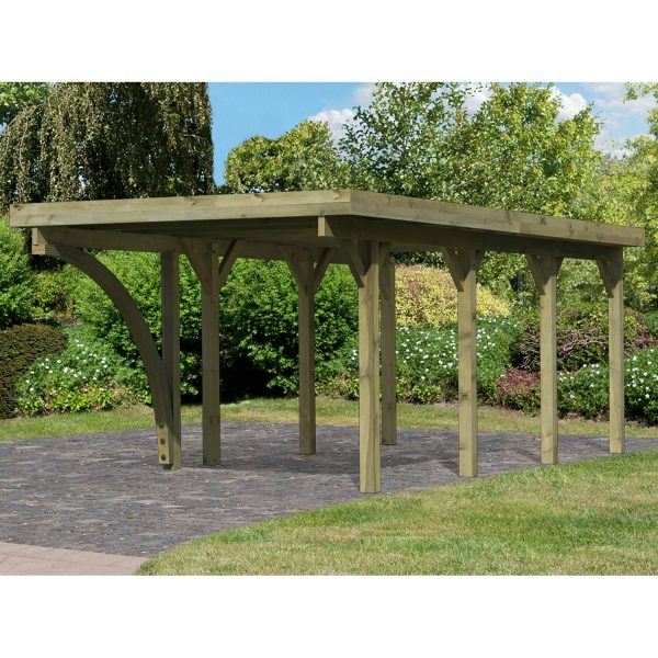 Karibu Einzelcarport Classic 2 Variante B inkl. 1 Einfahrtsbogen 318 cm x 670 cm