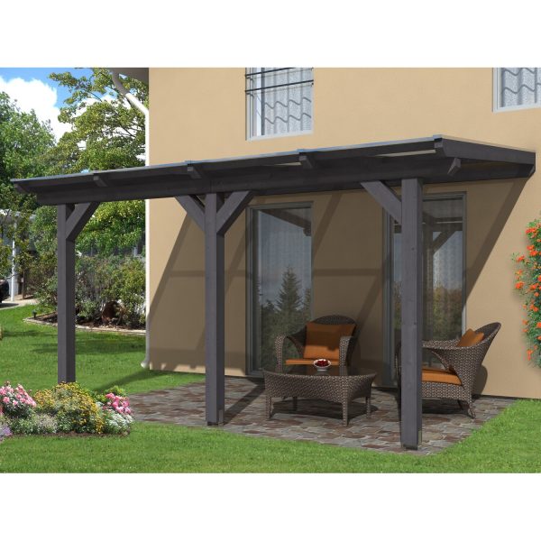 Skan Holz Terrassenüberdachung Andria 434 x 300 cm Leimholz Schiefergrau