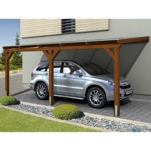 Skan Holz Carport Vogtland 300 cm x 541 cm Nussbaum