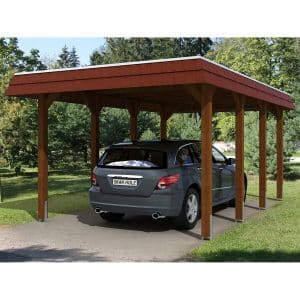 Skan Holz Einzelcarport Holz Nussbaum 345 cm x 589 cm