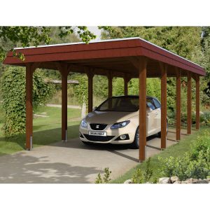 Skan Holz Einzelcarport Holz Nussbaum 345 cm x 741 cm