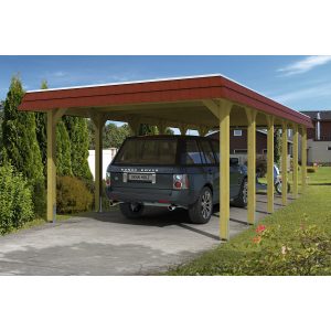 Skan Holz Carport Spreewald 396 cm x 893 cm rote Blende