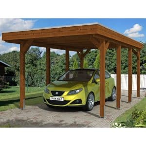 Skan Holz Carport Friesland 314 cm x 555 cm Nussbaum