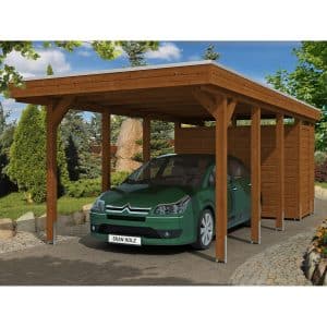 Skan Holz Carport Friesland Set 2 314 cm x 708 cm Nussbaum