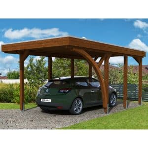 Skan Holz Carport Friesland Set 5 314 cm x 555 cm Nussbaum