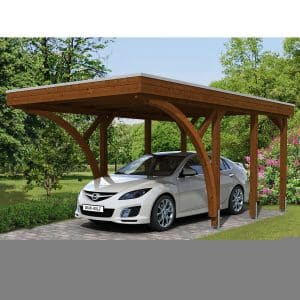 Skan Holz Carport Friesland Set 6 314 cm x 555 cm Nussbaum