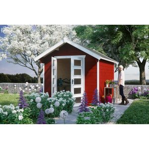 Skan Holz Holz-Gartenhaus/Gerätehaus Hengelo Schwedenrot 250 cm x 300 cm