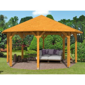 Skan Holz Pavillon Nice 3 Leimholz 557 cm x 557 cm Eiche hell