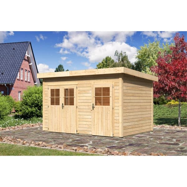 Woodfeeling Holz-Gartenhaus/Gerätehaus Skanderborg mit Mittelwand BxT: 360x360 by Karibu