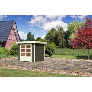 Karibu (Modul-) Holz-Gartenhaus/Gerätehaus Raala 2 Tür modern Terragrau BxT: 213x217cm