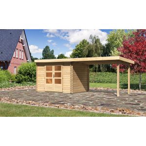 Karibu Holz-Gartenhaus/Gerätehaus Ängelholm 3 Natur 579 cm x 220 cm