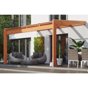 Skan Holz Terrassenüberdachung Novara 450 cm x 359 cm Eiche hell