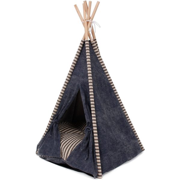 Heim Haustier-Tipi-Zelt Jeanstrend 68 cm x 68 cm x 80 cm