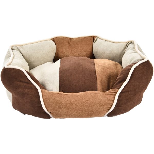 Heim Haustier-Kuschelbett Deluxe rund Gr. S 45 cm x 40 cm x 14 cm Braun/Weiß