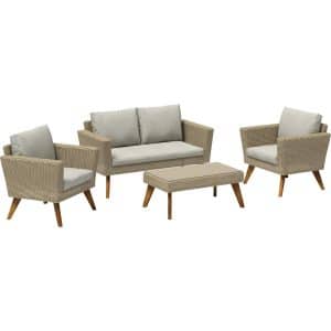 Sofa-Lounge-Set Borup 4-teilig Wicker Beige