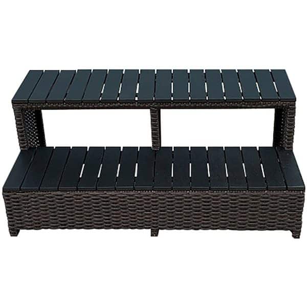 Canadian Spa Rattantreppe Braun für Whirlpools 43 cm x 130 cm x 57 cm