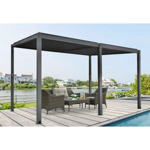 Floraworld Pergola mit Lamellendach Anthrazit 400 cm x 310 cm