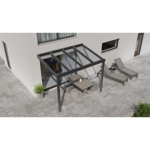 Terrassenüberdachung Professional 300 cm x 300 cm Anthrazit Struktur Glas