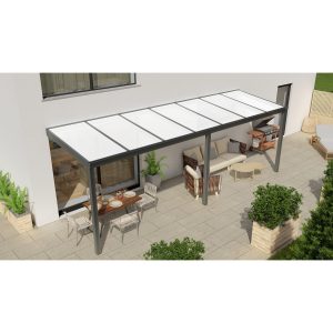 Terrassenüberdachung Professional 700 cm x 200 cm Anthrazit Struktur PC Opal