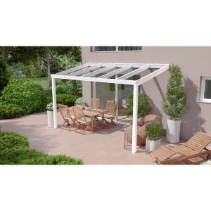 Terrassenüberdachung Professional 400 cm x 200 cm Weiß Glas