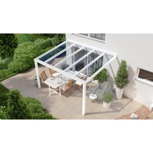 Terrassenüberdachung Professional 400 cm x 350 cm Weiß Glas