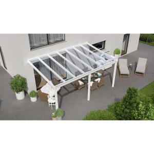 Terrassenüberdachung Professional 500 cm x 350 cm Weiß Glas