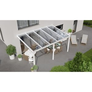 Terrassenüberdachung Professional 500 cm x 350 cm Weiß PC Klar