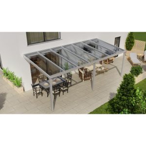 Terrassenüberdachung Professional 700 cm x 300 cm Grau Struktur PC Klar