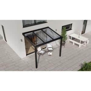 Terrassenüberdachung Professional 300 cm x 200 cm Schwarz Struktur PC Klar